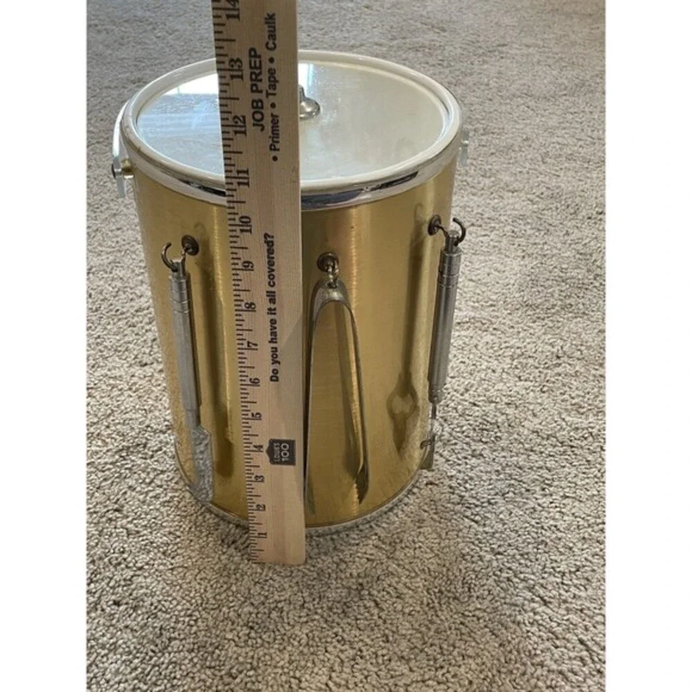 Ice Bucket Brushed Gold Silver Clear Lucite Handle‎ & Lid 3 Tools Box Vintage